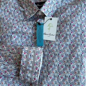 NWT Robert Graham Sz L Cotton Medina Multi Colored Button Up Long Sleeve Shirt